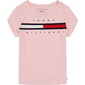 Tommy Hilfiger Girls' Short Sleeve T-Shirt  Flag Logo Rose Shadow  Pink 14 NWT